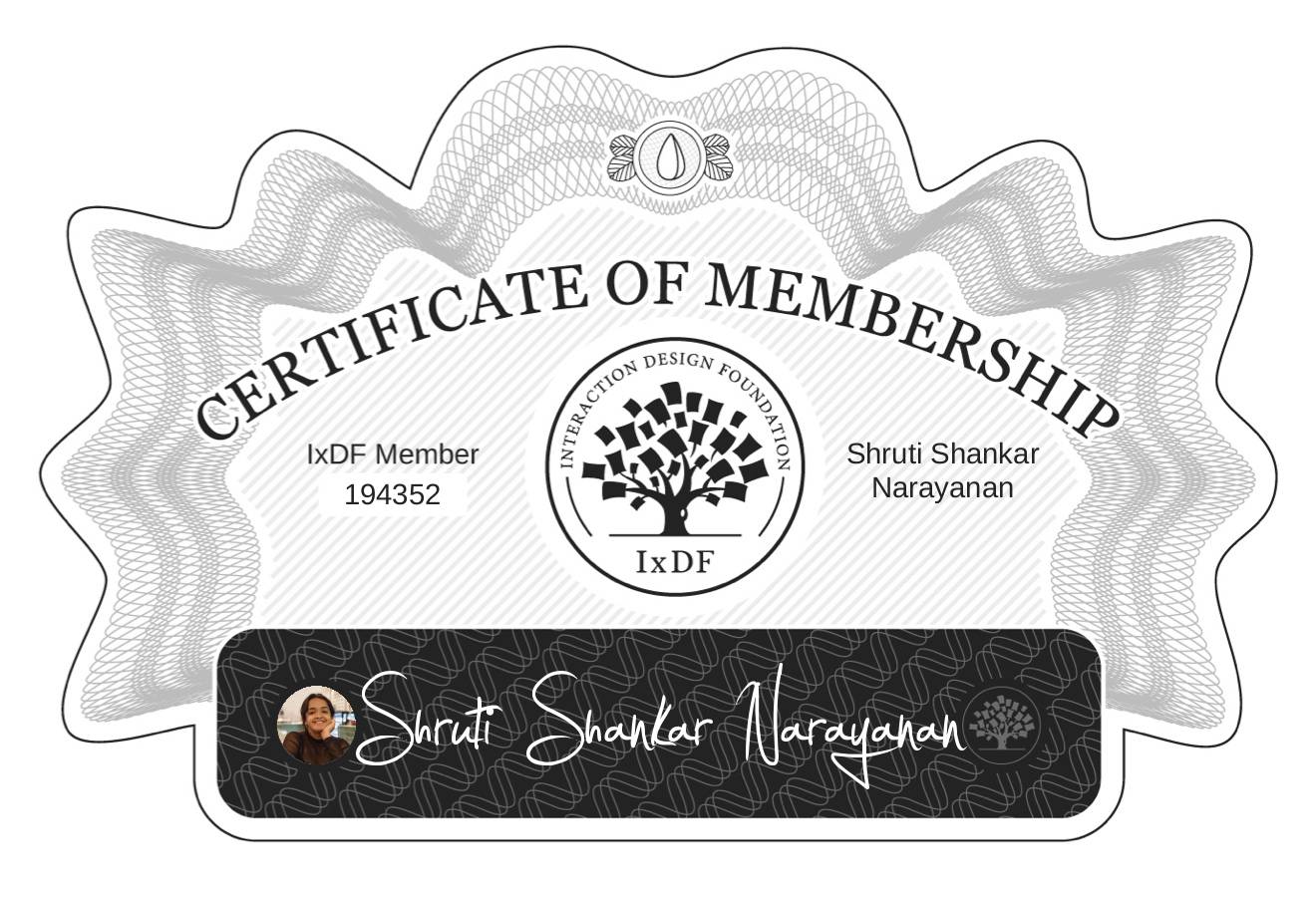 Certificate of Membership – Shruti Shankar Narayanan
