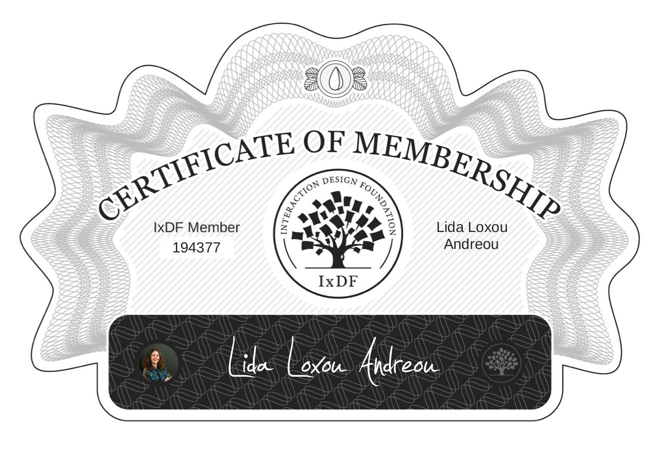 Certificate of Membership – Lida Loxou Andreou