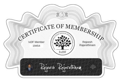 Certificate of Membership – Rejeesh Rajarethinam