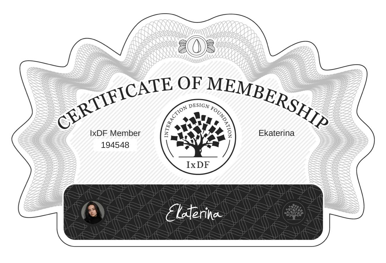 Certificate of Membership – Ekaterina