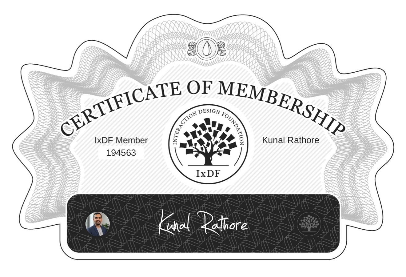 Certificate of Membership – Kunal Rathore