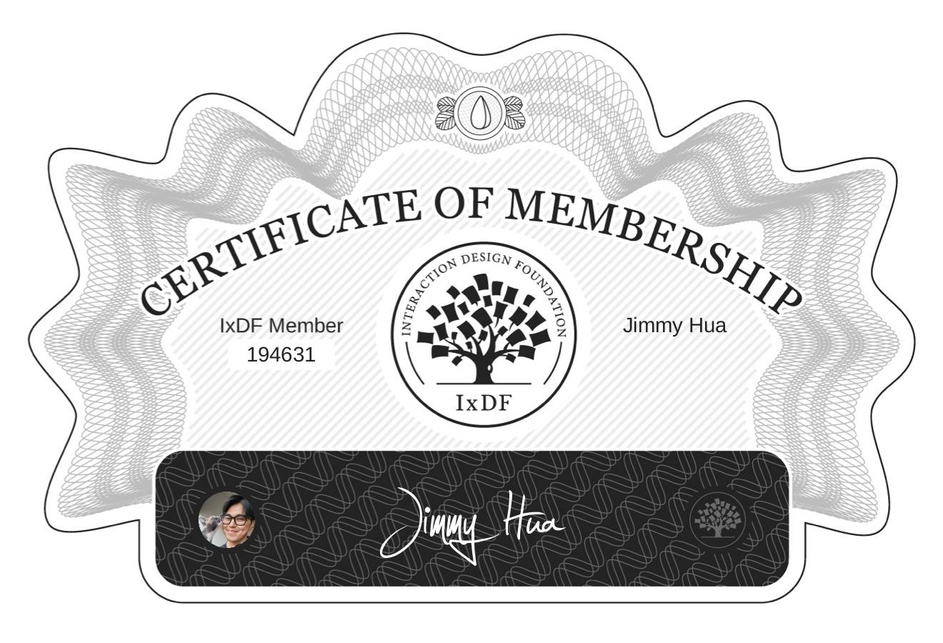 Certificate of Membership – Jimmy Hua