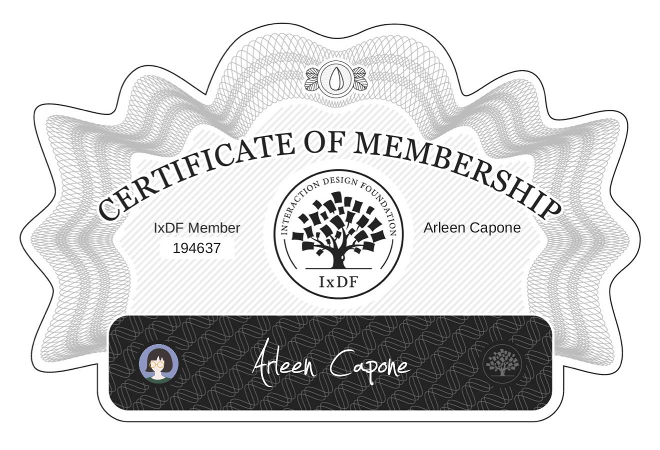 Certificate of Membership – Arleen Capone
