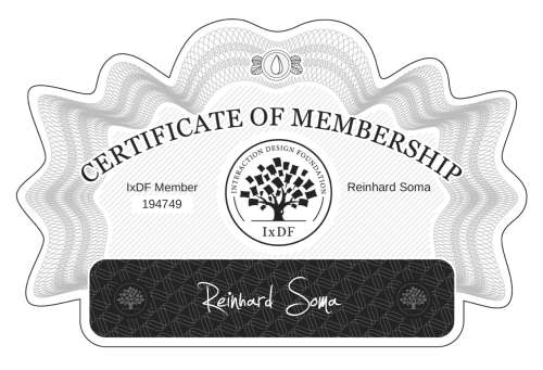 Certificate of Membership – Reinhard Soma