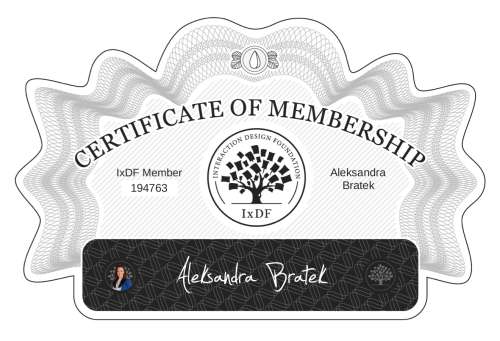 Certificate of Membership – Aleksandra Bratek