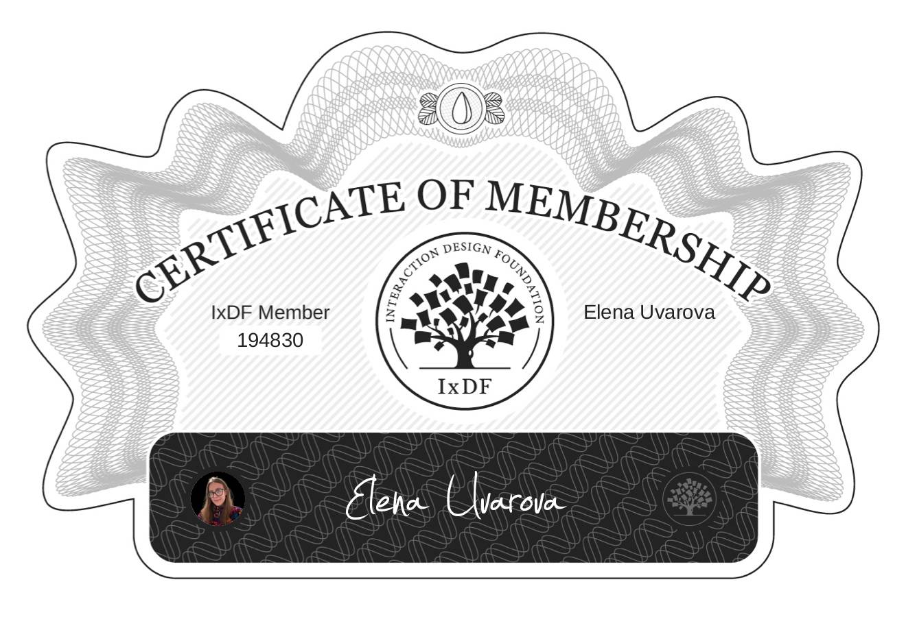 Certificate of Membership – Elena Uvarova