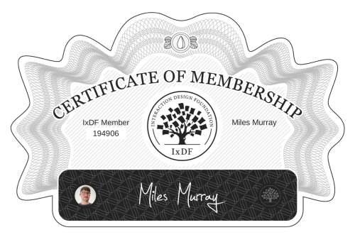 Certificate of Membership – Miles Murray