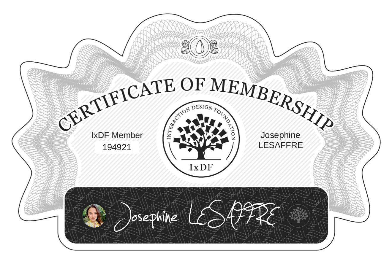 Certificate of Membership – Joséphine LESAFFRE