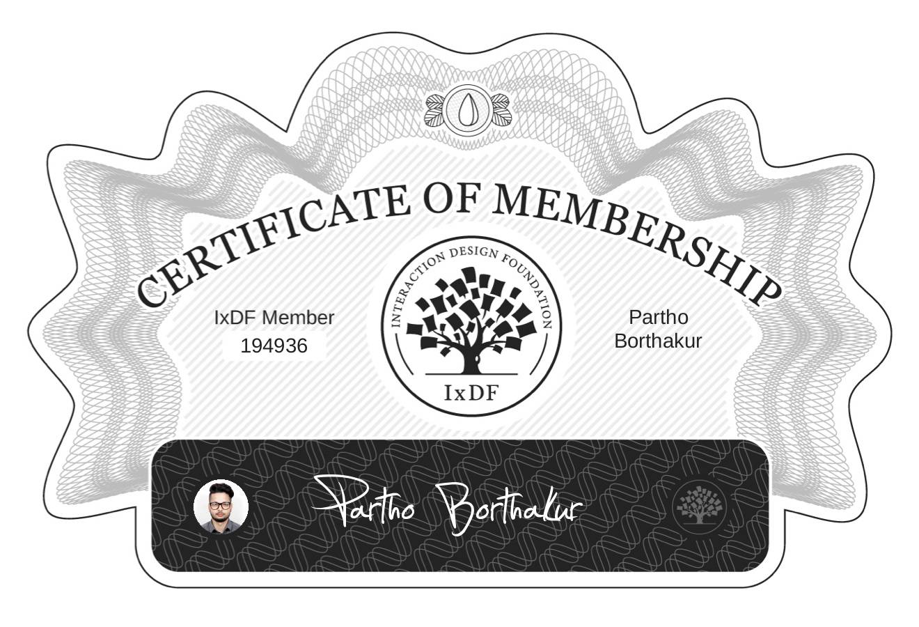 Certificate of Membership – Partho Borthakur