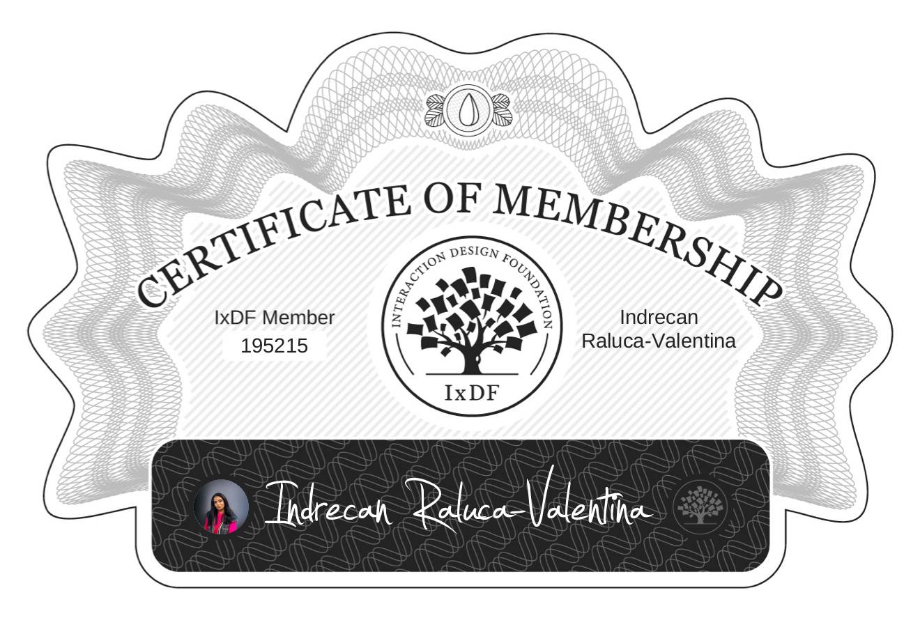 Certificate of Membership – Indrecan Raluca-Valentina