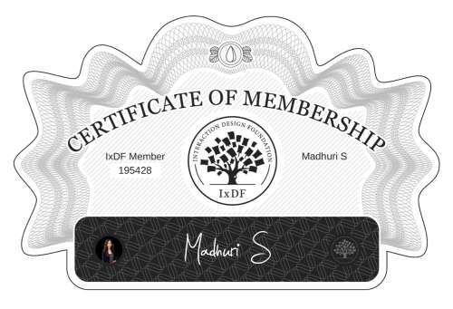 Certificate of Membership – Madhuri S