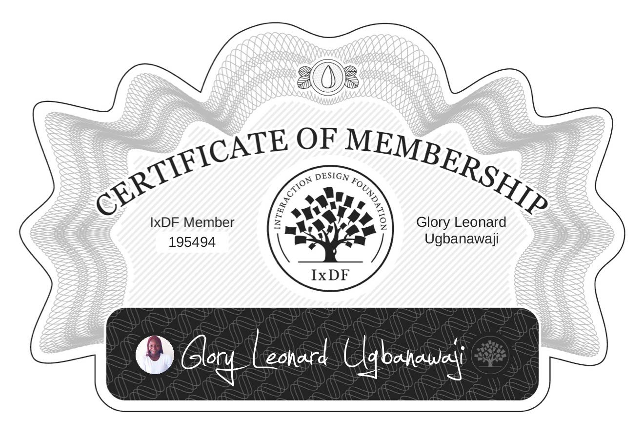 Certificate of Membership – Glory Leonard Ugbanawaji
