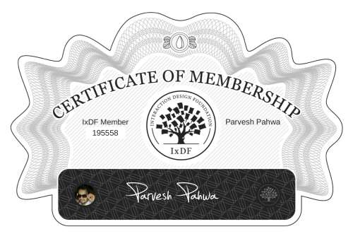 Certificate of Membership – Parvesh Pahwa