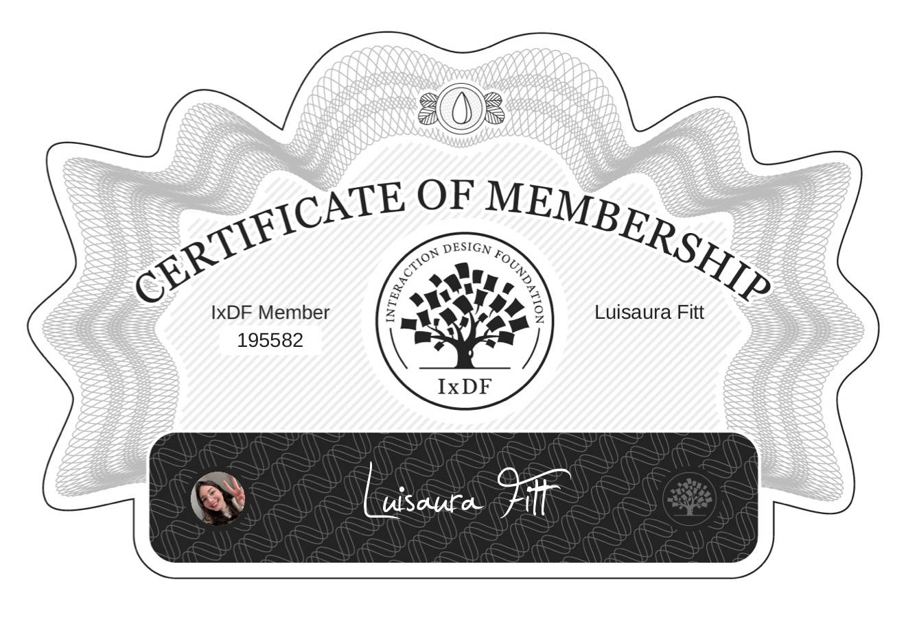 Certificate of Membership – Luisaura Fitt
