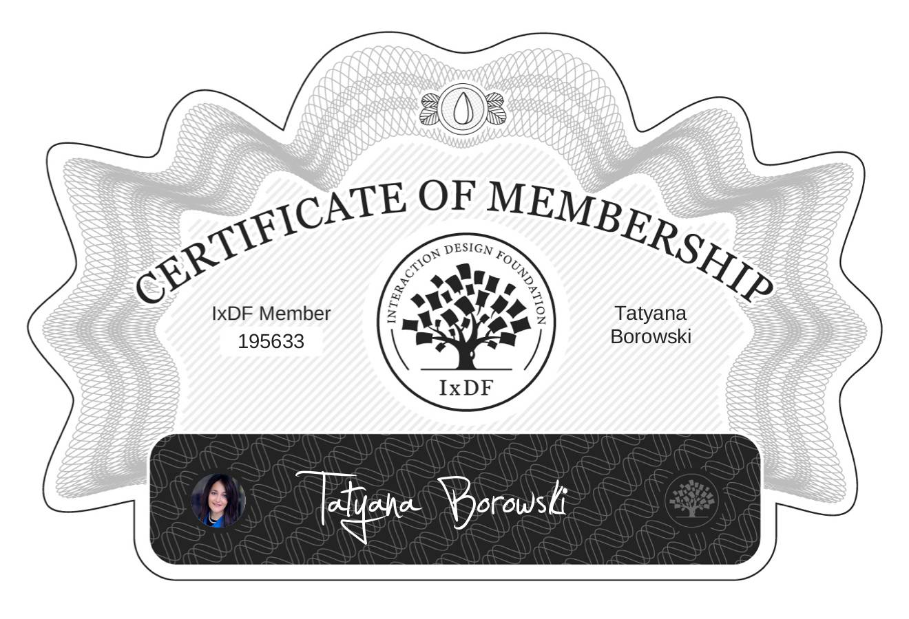 Certificate of Membership – Tatyana Borowski