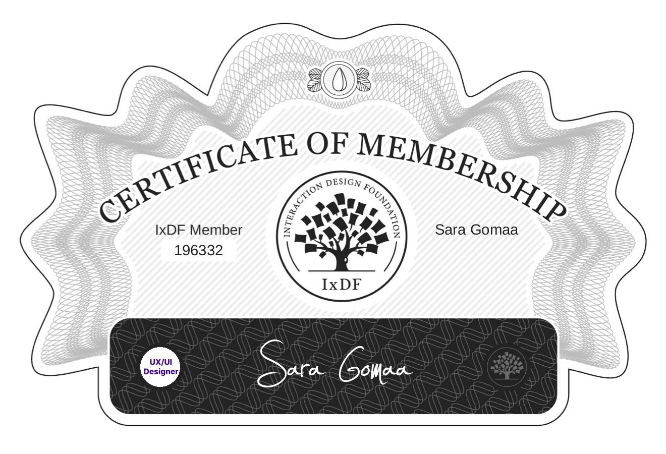 Certificate of Membership – Sara Gomaa