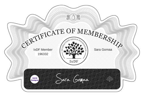 Certificate of Membership – Sara Gomaa