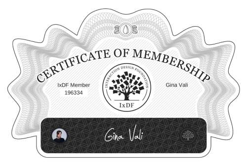 Certificate of Membership – Gina Vali