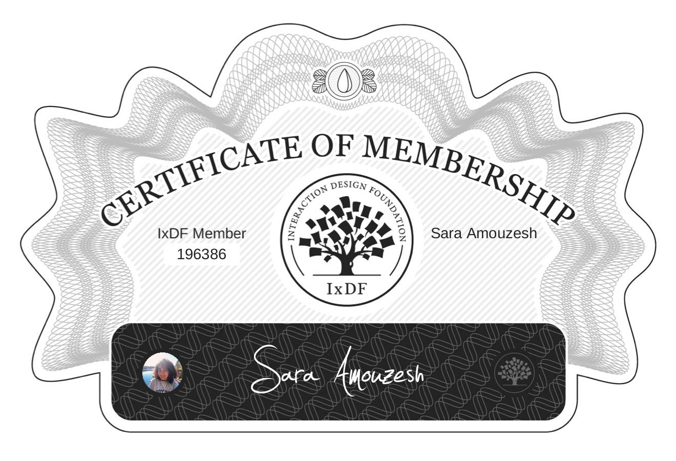 Certificate of Membership – Sara Amouzesh