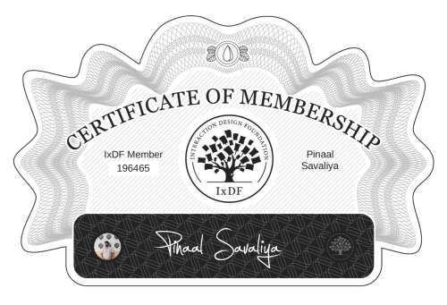 Certificate of Membership – Pinaal Savaliya