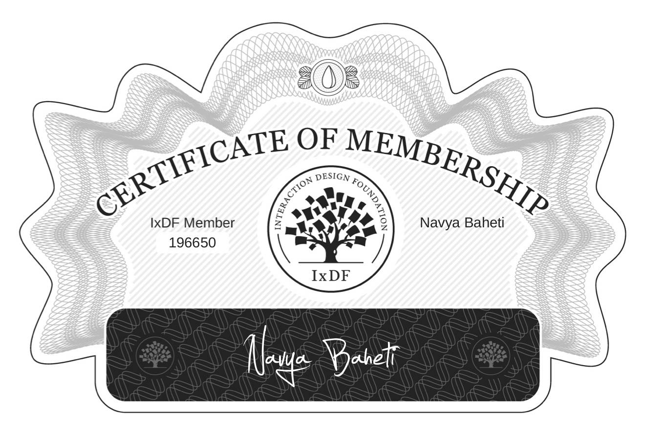 Certificate of Membership – Navya Baheti