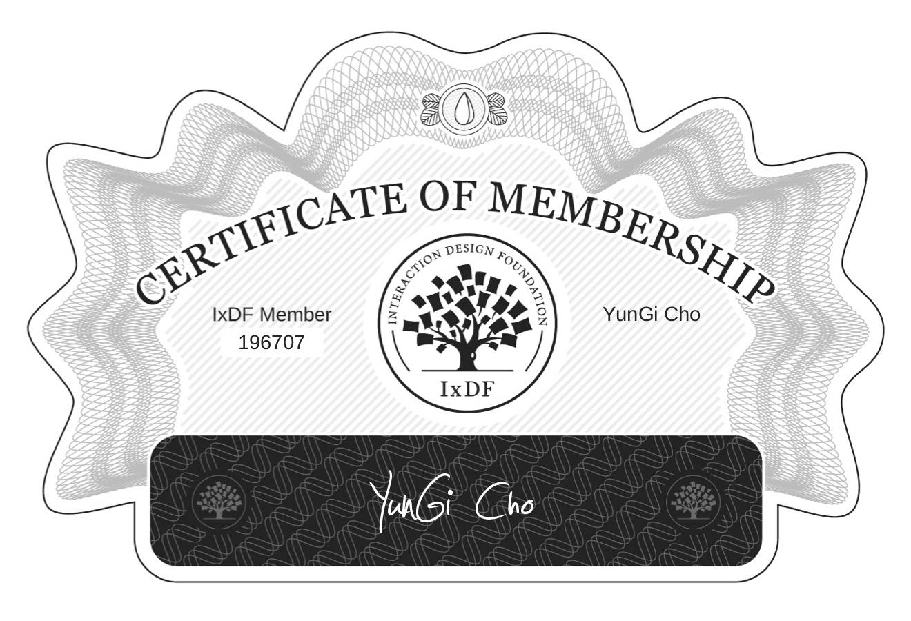 Certificate of Membership – YunGi Cho