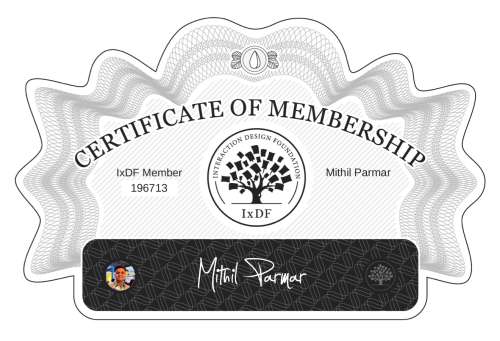 Certificate of Membership – Mithil Parmar
