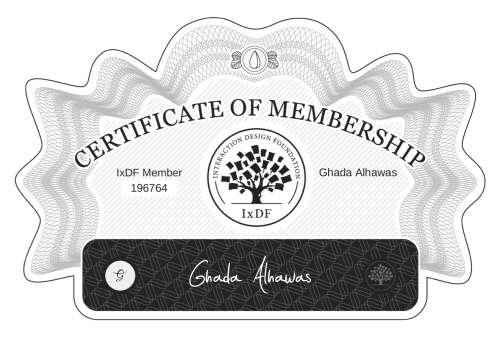 Certificate of Membership – Ghada Alhawas