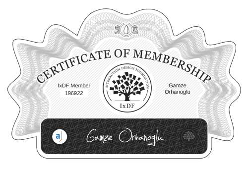 Certificate of Membership – Gamze Orhanoğlu