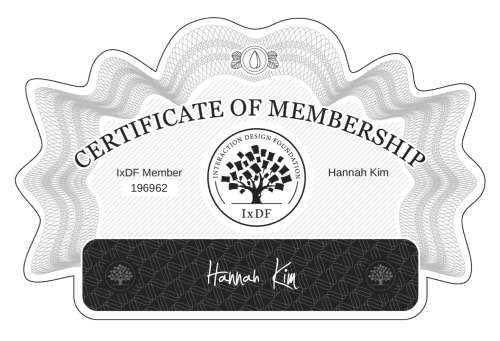 Certificate of Membership – Hannah Kim