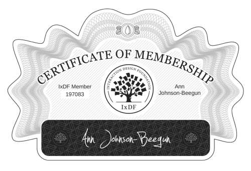 Certificate of Membership – Ann Johnson-Beegun