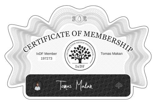 Certificate of Membership – Tomáš Makáň