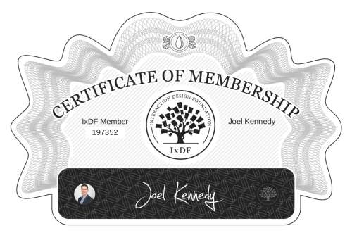 Certificate of Membership – Joel Kennedy