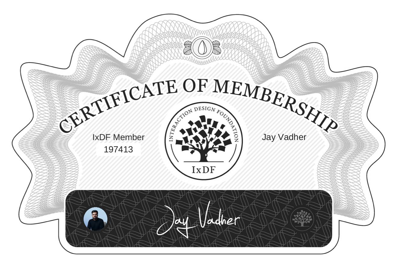 Certificate of Membership – Jay Vadher