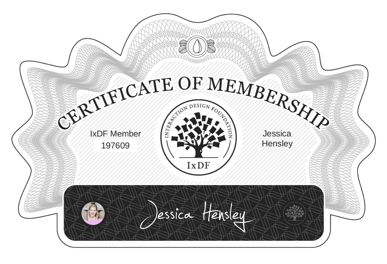 Certificate of Membership – Jessica Hensley