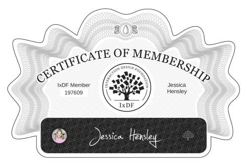 Certificate of Membership – Jessica Hensley