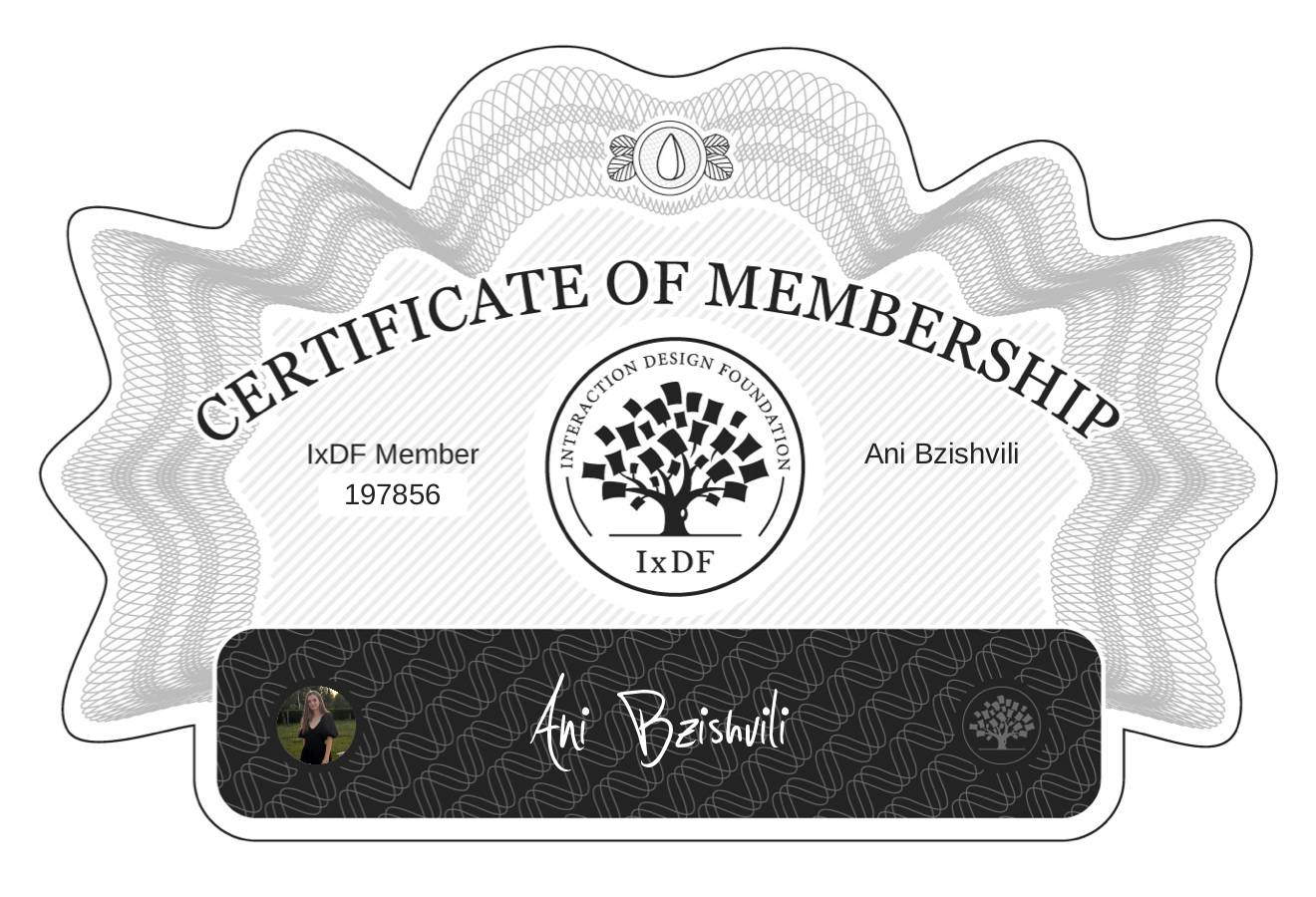 Certificate of Membership – Ani Bzishvili