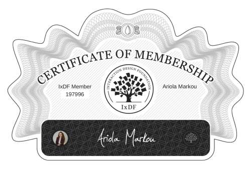 Certificate of Membership – Ariola Markou