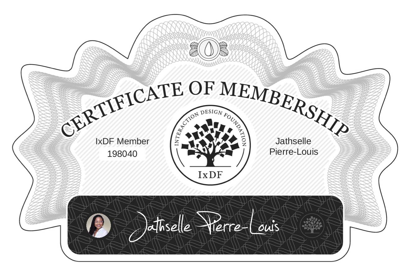 Certificate of Membership – Jathselle Pierre-Louis