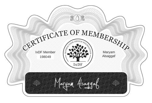 Certificate of Membership – Maryam Alsaggaf
