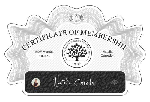 Certificate of Membership – Natalia Corredor