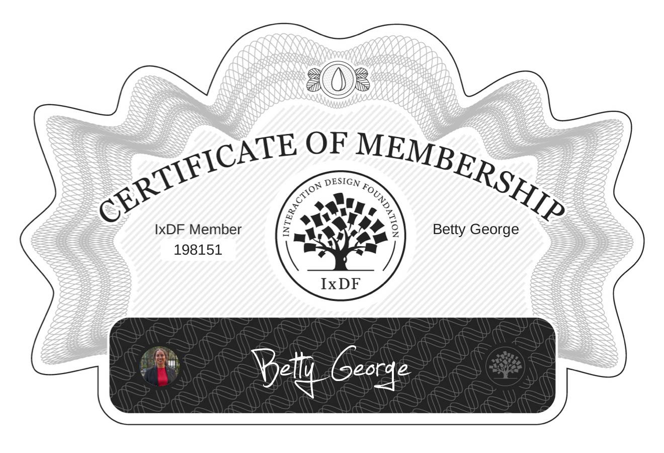 Certificate of Membership – Betty George