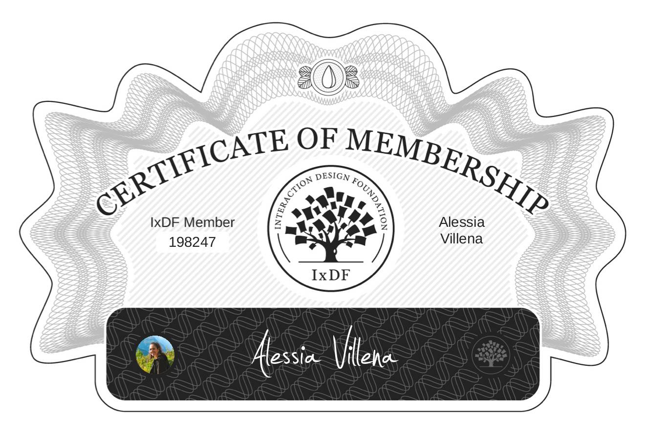 Certificate of Membership – Alessia Villena