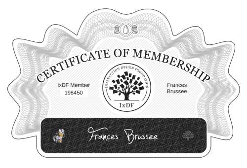 Certificate of Membership – Frances Brussee