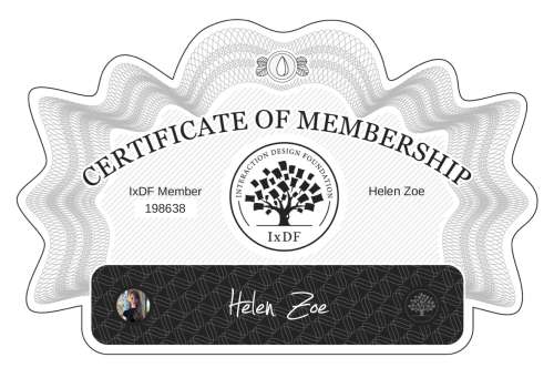 Certificate of Membership – Helen Zoe