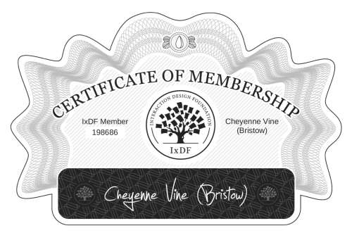 Certificate of Membership – Cheyenne Vine (Bristow)