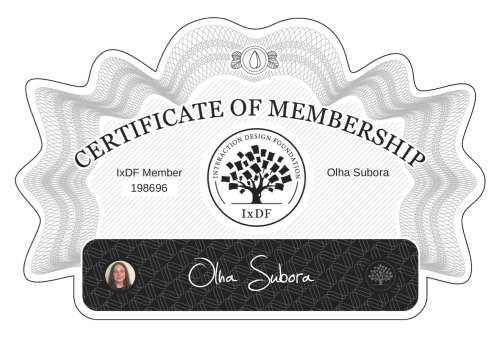 Certificate of Membership – Olha Subora