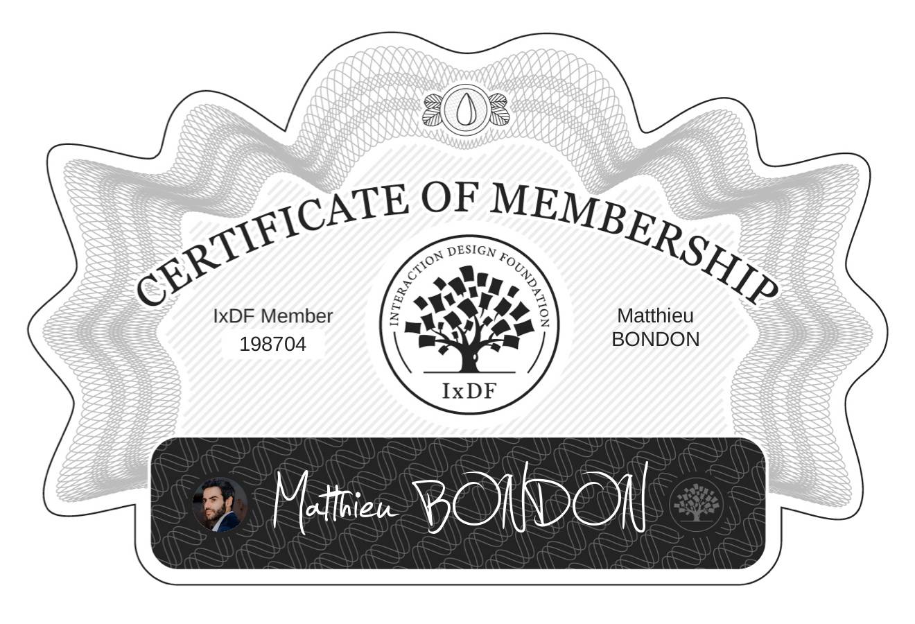 Certificate of Membership – Matthieu BONDON