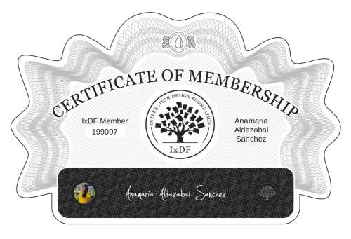 Certificate of Membership – Anamaria Aldazabal Sanchez