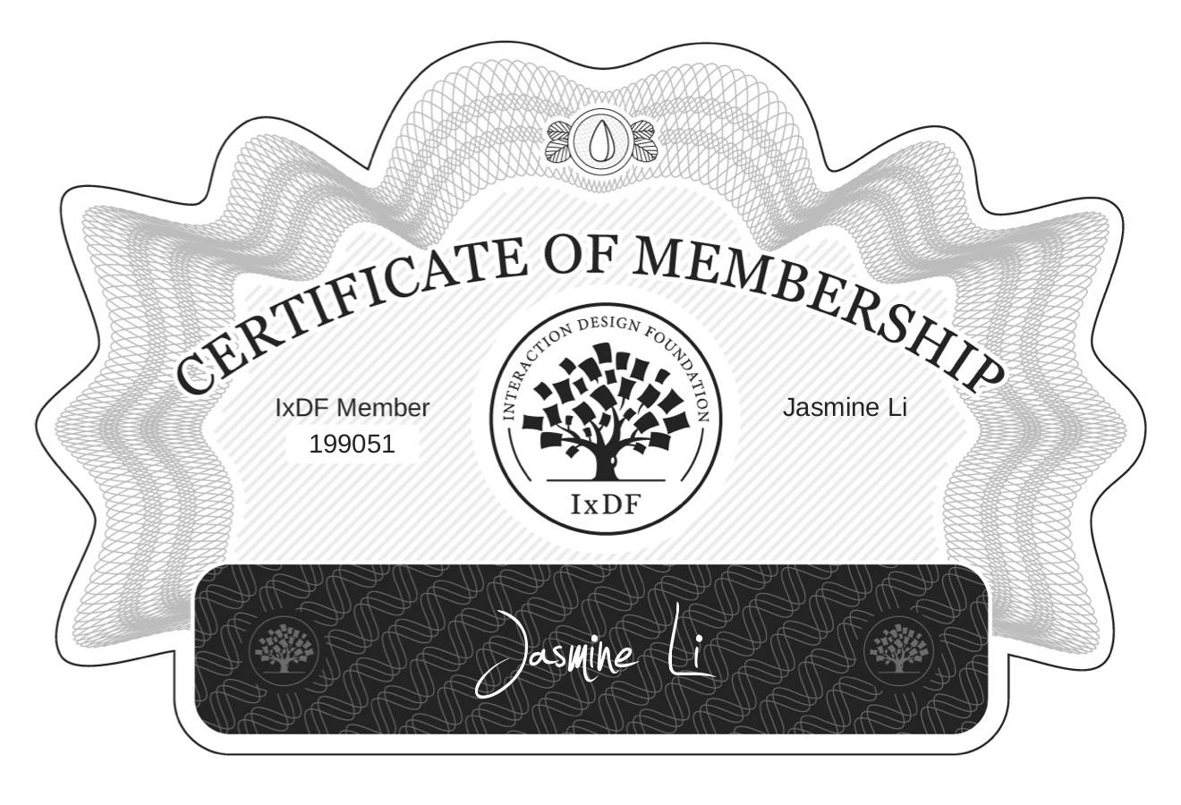 Certificate of Membership – Jasmine Li